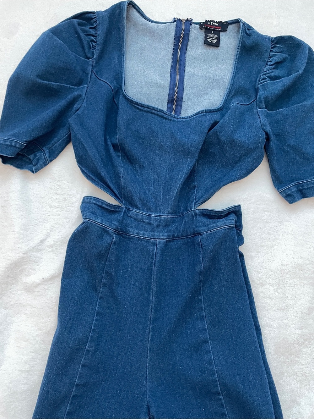 Bootbarn Denim Cutout Jumpsuit in Deep Indigo